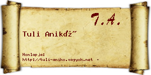Tuli Anikó névjegykártya